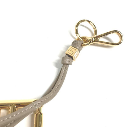 Fendi Key Holder FF Diamond Charm 7as255 Leather Beige