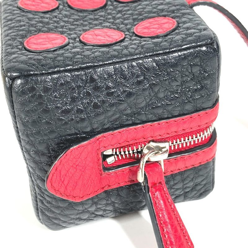 Fendi Key Holder Logo Dice FF Dice Pouch 7ar743 Leather Black