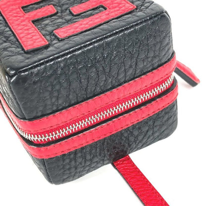 Fendi Key Holder Logo Dice FF Dice Pouch 7ar743 Leather Black