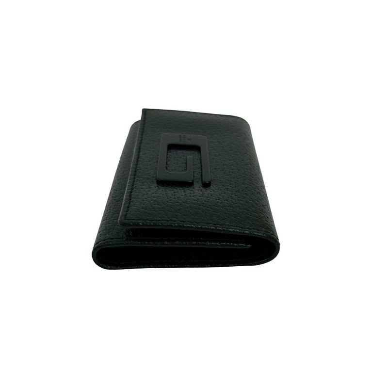 Gucci G Logo Plate Leather Trifold Key Case Holder