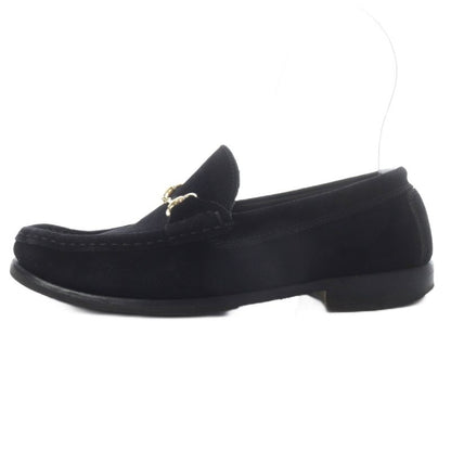 Gucci Loafers Slip On Horsebit Low Heel Square Toe Suede 36 Black YO21 - GY53