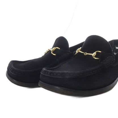 Gucci Loafers Slip On Horsebit Low Heel Square Toe Suede 36 Black YO21 - GY53