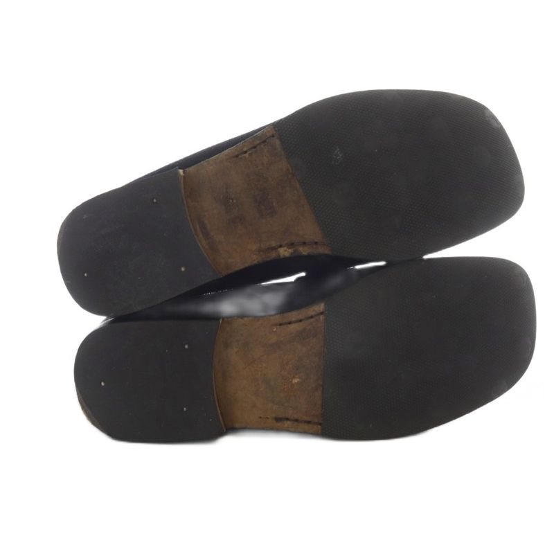 Gucci Loafers Slip On Horsebit Low Heel Square Toe Suede 36 Black YO21 - GY53