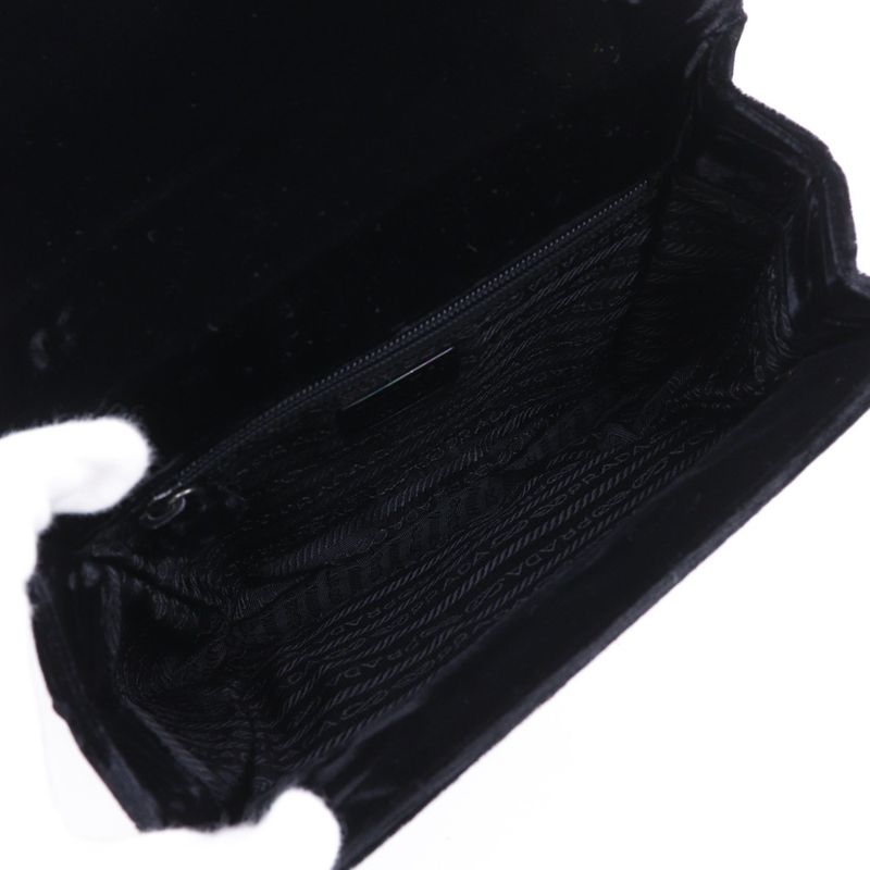 Prada One Handle Vintage Velour Nero Black Women's Handbag