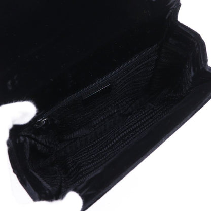 Prada One Handle Vintage Velour Nero Black Women's Handbag