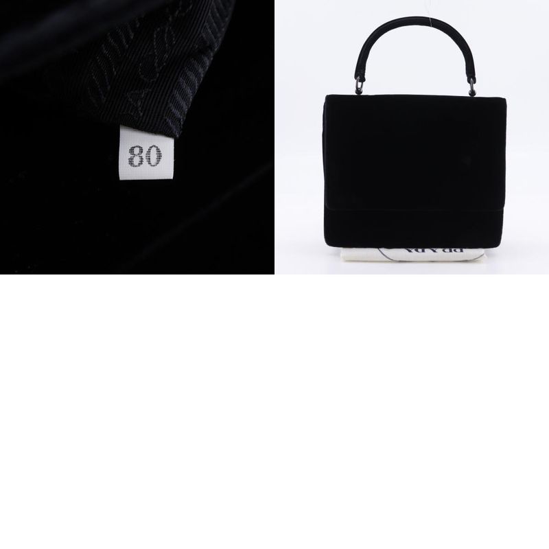 Prada One Handle Vintage Velour Nero Black Women's Handbag
