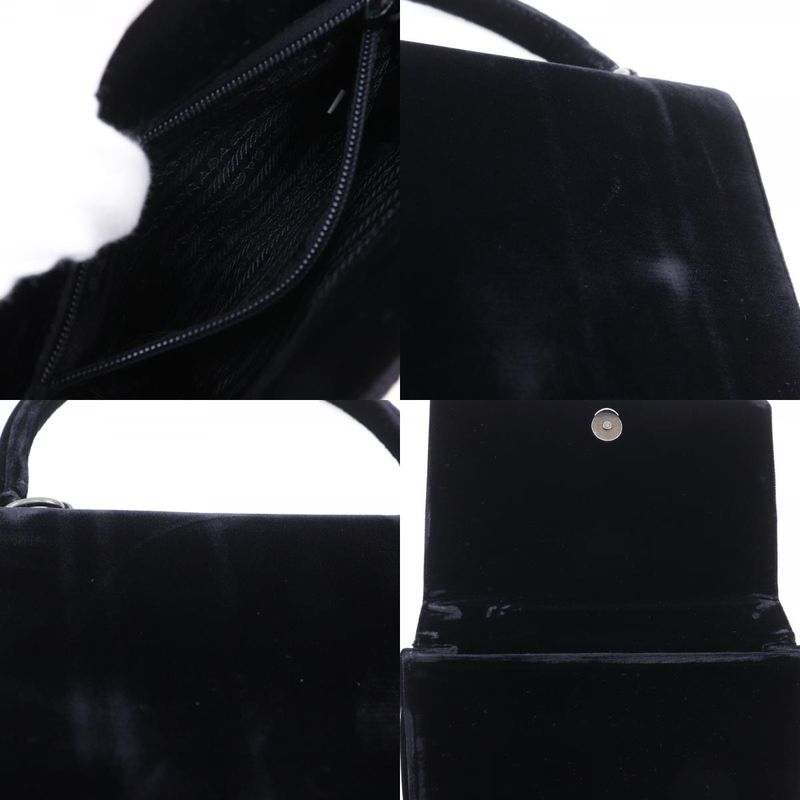 Prada One Handle Vintage Velour Nero Black Women's Handbag
