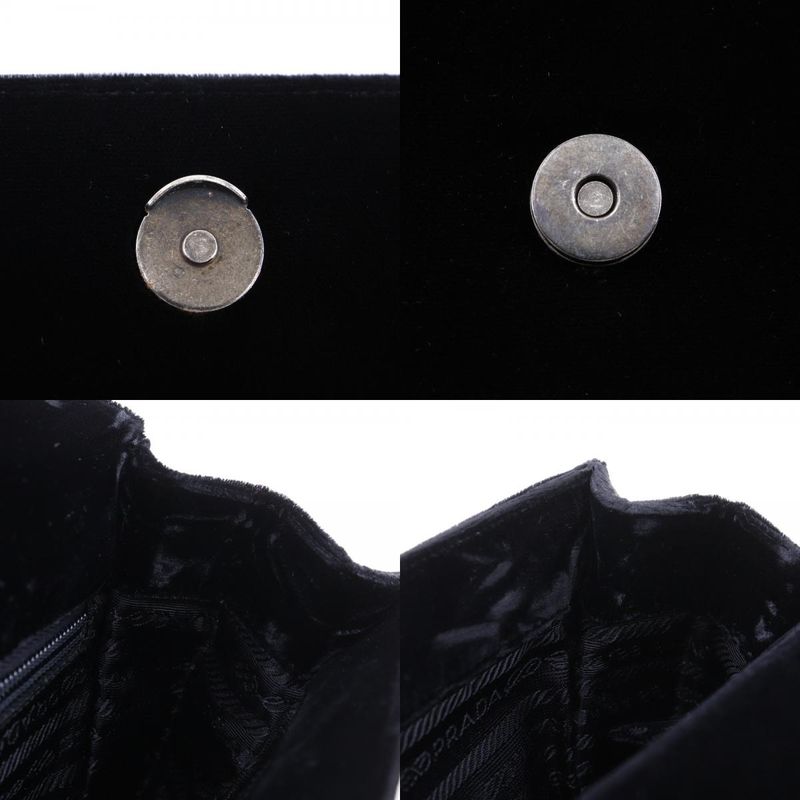 Prada One Handle Vintage Velour Nero Black Women's Handbag