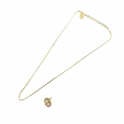 Christian DIOR Chain Necklace CD Top Set Accessory Pendant Logo Gold Color -