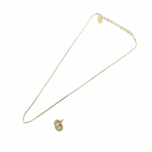 Christian DIOR Chain Necklace CD Top Set Accessory Pendant Logo Gold Color -