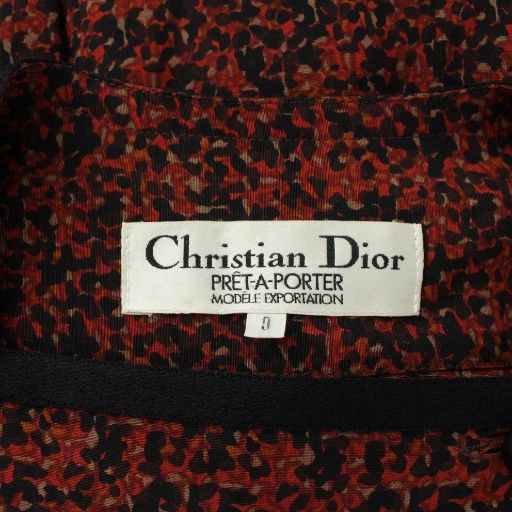 Christian DIOR Pret-a-porter Vintage Dress Silk Wool Blend Long Sleeves Long