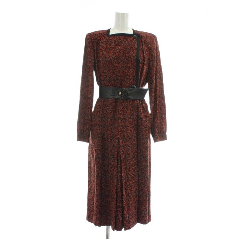 Christian DIOR Pret-a-porter Vintage Dress Silk Wool Blend Long Sleeves Long