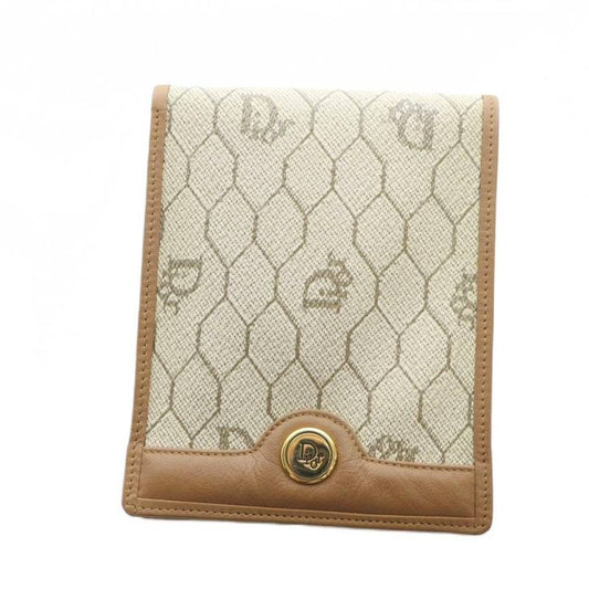 Christian DIOR Vintage Honeycomb Pattern Fold Wallet Leather Brown - GY11 MQ -