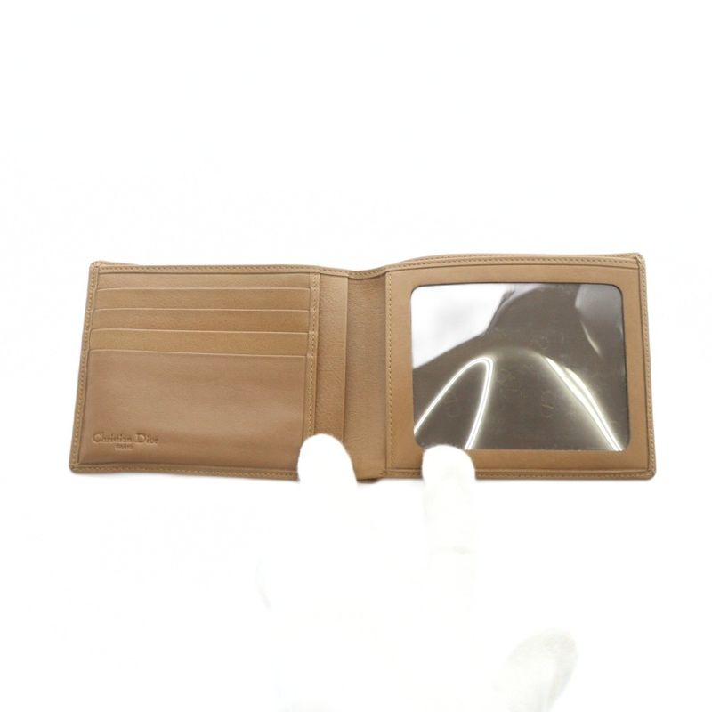 Christian DIOR Vintage Honeycomb Pattern Fold Wallet Leather Brown - GY11 MQ -
