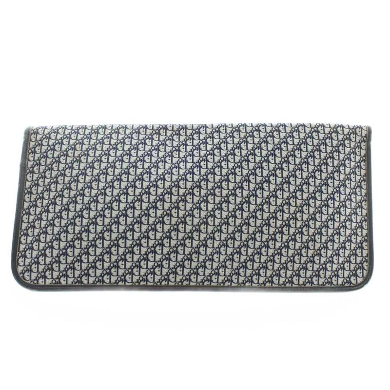 Christian DIOR Vintage Trotter Clutch Bag Second Bag Party Bag Canvas Leather