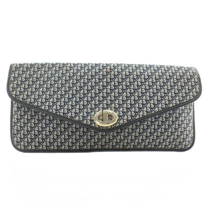 Christian DIOR Vintage Trotter Clutch Bag Second Bag Party Bag Canvas Leather