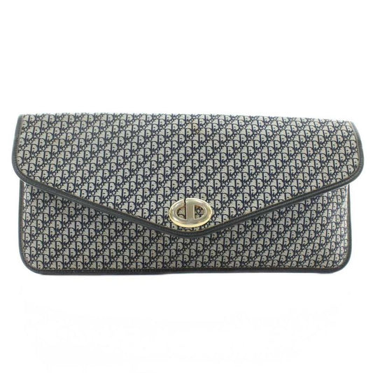 Christian DIOR Vintage Trotter Clutch Bag Second Bag Party Bag Canvas Leather