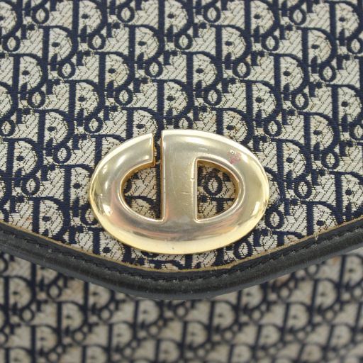 Christian DIOR Vintage Trotter Clutch Bag Second Bag Party Bag Canvas Leather