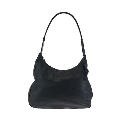 Prada Plastic Handle Logo Black Plastic Leather Hobo Plastic Handle Shoulder