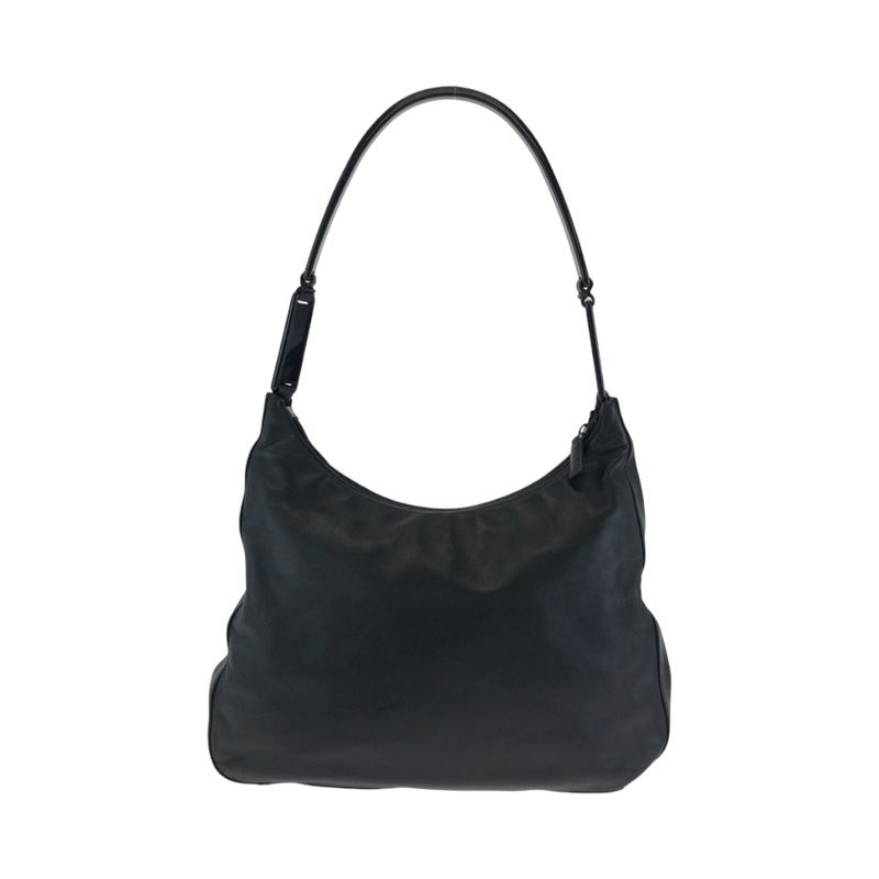 Prada Plastic Handle Logo Black Plastic Leather Hobo Plastic Handle Shoulder