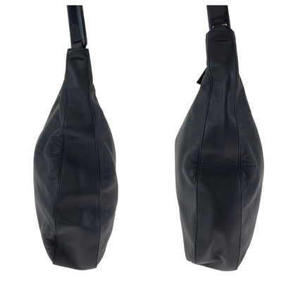 Prada Plastic Handle Logo Black Plastic Leather Hobo Plastic Handle Shoulder