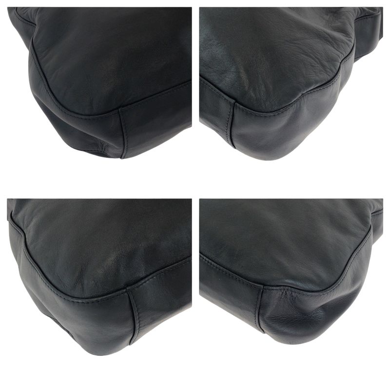 Prada Plastic Handle Logo Black Plastic Leather Hobo Plastic Handle Shoulder