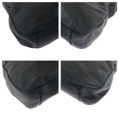 Prada Plastic Handle Logo Black Plastic Leather Hobo Plastic Handle Shoulder