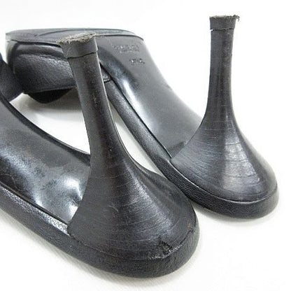 Gucci Sandals Mules Chain Bamboo High Heel Leather Black 37C AA