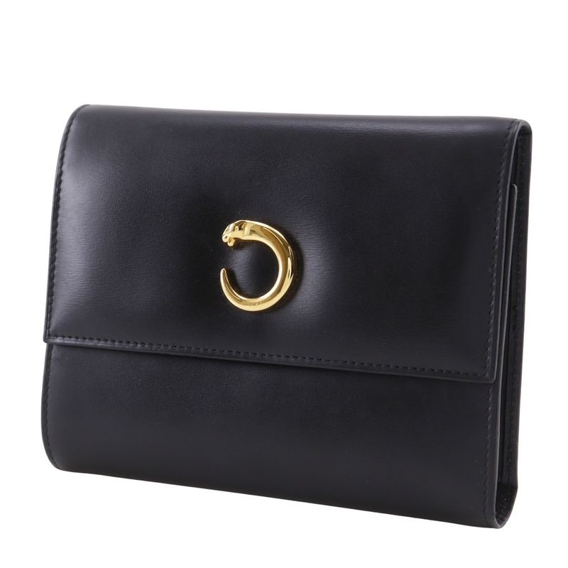 Cartier Panthère Calf Black Ladies Fold Wallet