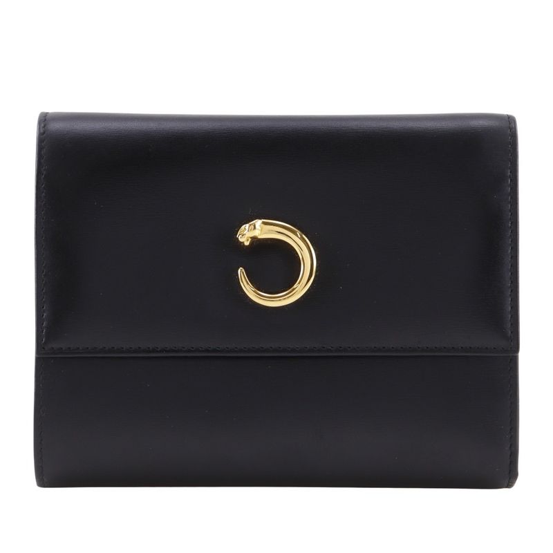 Cartier Panthère Calf Black Ladies Fold Wallet