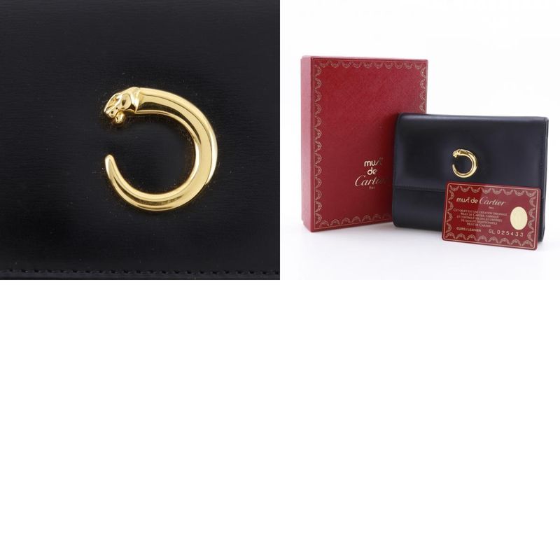 Cartier Panthère Calf Black Ladies Fold Wallet