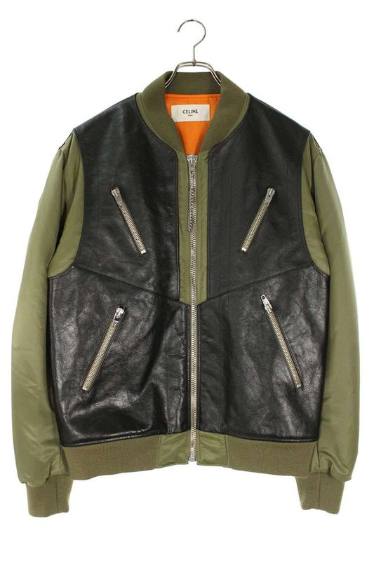 Celine 2w668889o Leather Yoke Switch Bomber Blouson Men's 52