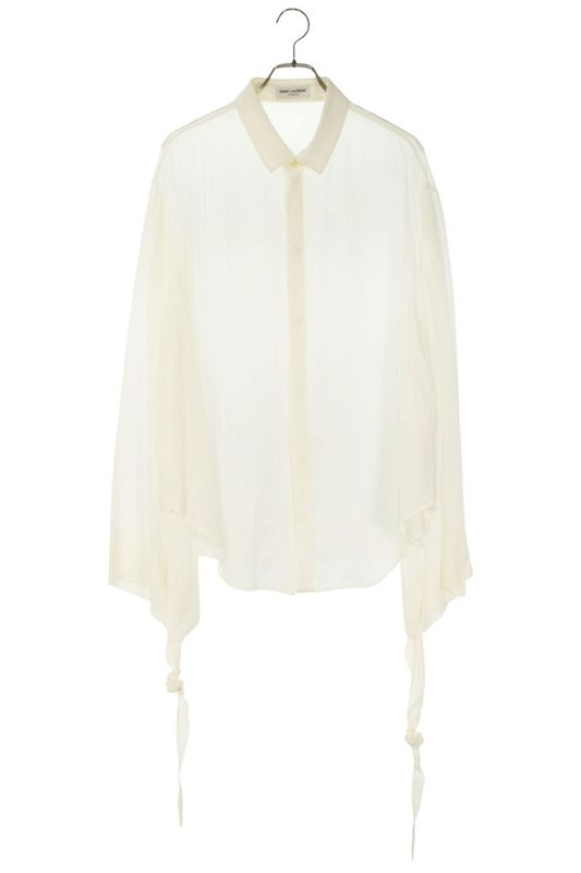 Saint Laurent Paris 730442 Y2g20 Silk See-Through Long Sleeve Shirt Men 39