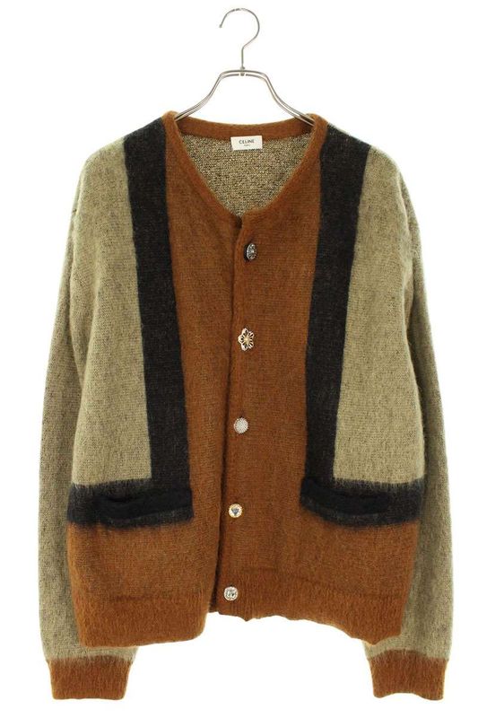 Celine 2ah13439u Bijoux Button Brushed Mohair Cardigan Men's L