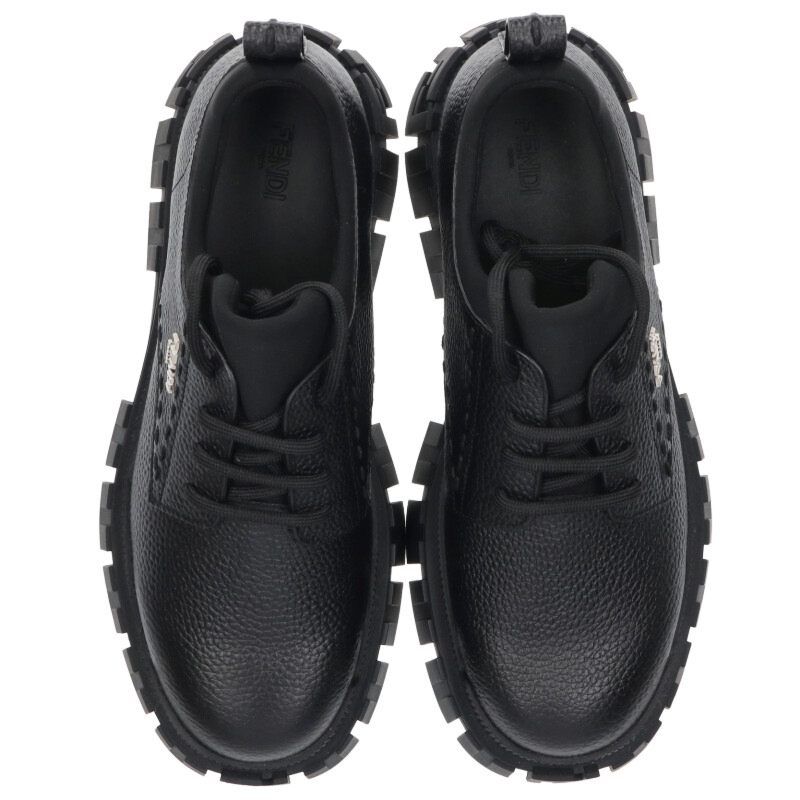 Fendi 7l1701 Metal Logo Leather Shoes Men's 8