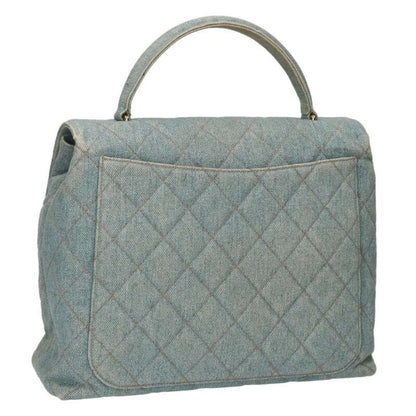 Chanel Matelasse Coco Mark Top Handle Denim Handbag Women's