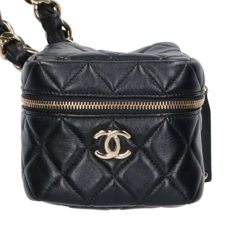 Chanel Mini Vanity Lamb Skin Chain Handbag Women