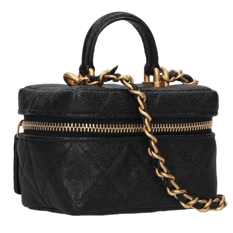 Chanel Mini Vanity Caviar Skin Chain Shoulder Bag Women