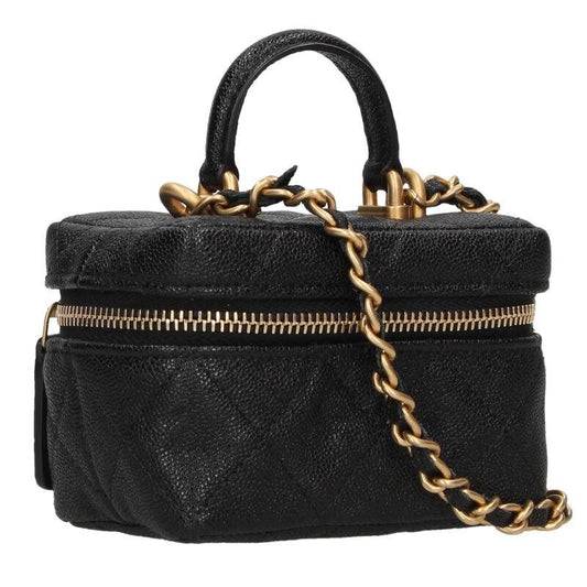 Chanel Mini Vanity Caviar Skin Chain Shoulder Bag Women
