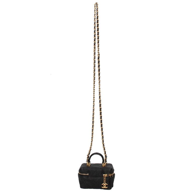 Chanel Mini Vanity Caviar Skin Chain Shoulder Bag Women