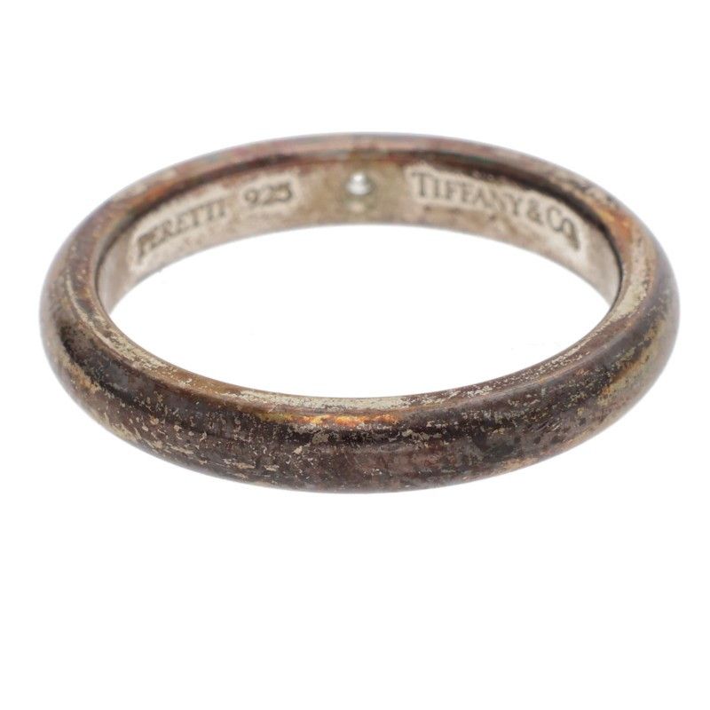 Tiffany & Co Elsa Peretti Stacking Silver 1 Diamond Ring Ladies 8.5