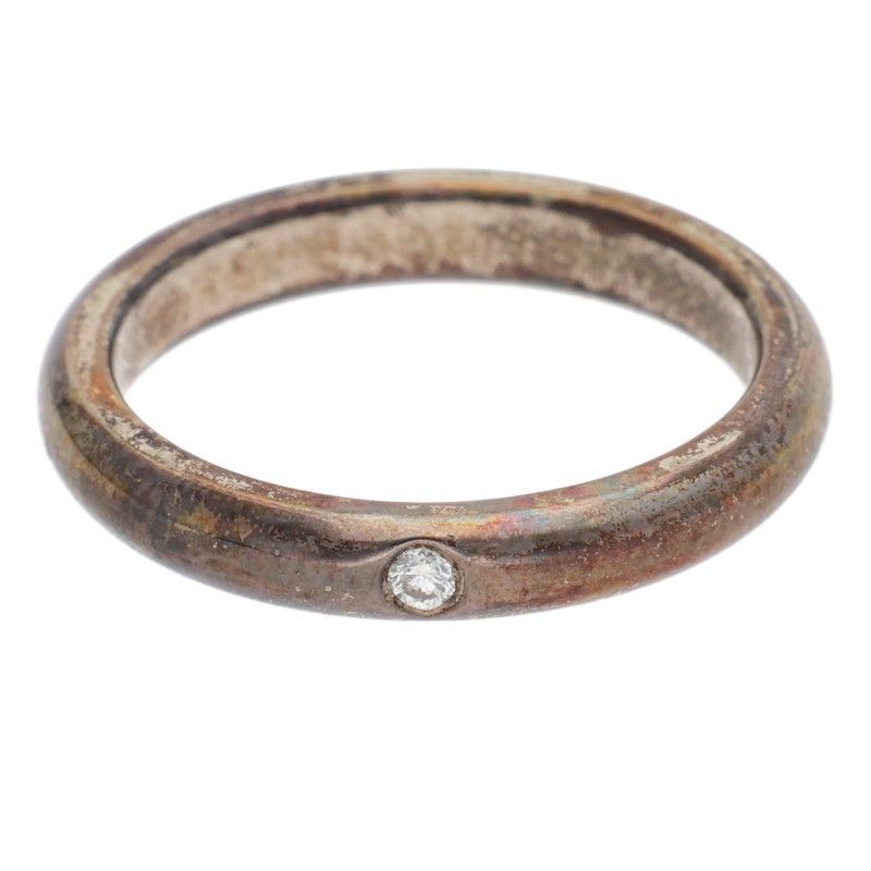 Tiffany & Co Elsa Peretti Stacking Silver 1 Diamond Ring Ladies 8.5