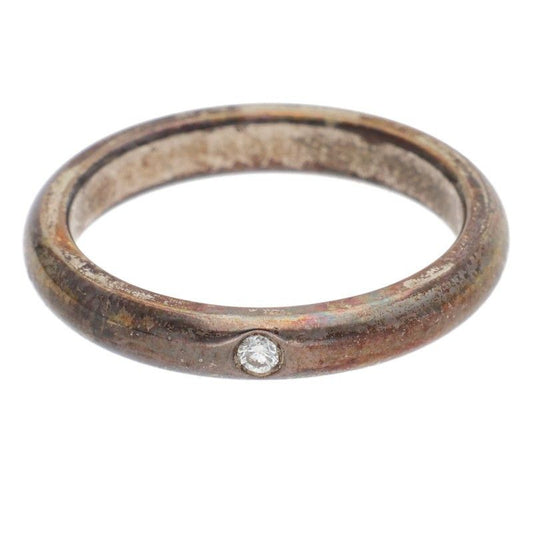 Tiffany & Co Elsa Peretti Stacking Silver 1 Diamond Ring Ladies 8.5