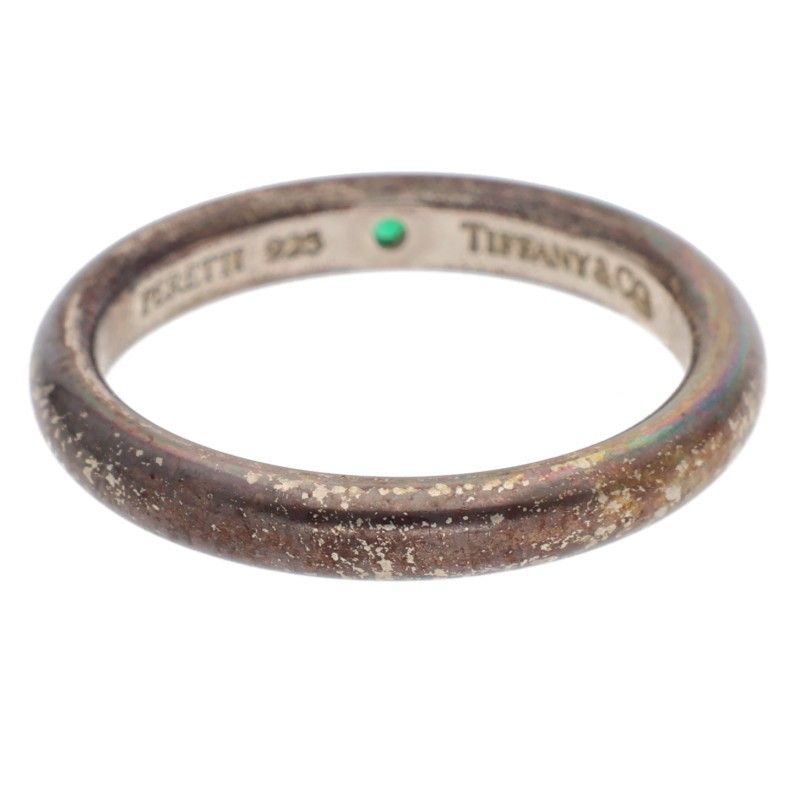 Tiffany & Co Elsa Peretti Stacking Silver 1 Emerald Ring Ladies 7.5