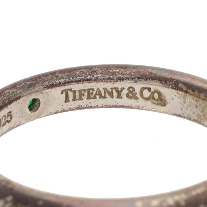 Tiffany & Co Elsa Peretti Stacking Silver 1 Emerald Ring Ladies 7.5