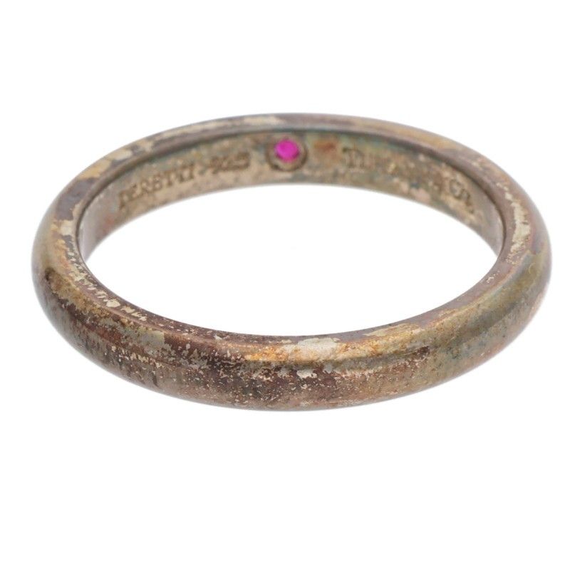 Tiffany & Co Elsa Peretti Stacking Silver 1 Ruby Ring Ladies #10