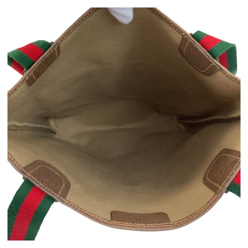 Gucci Vintage Sherry Line Old Gucci Beige GG Supreme Canvas Tote Shoulder Bag