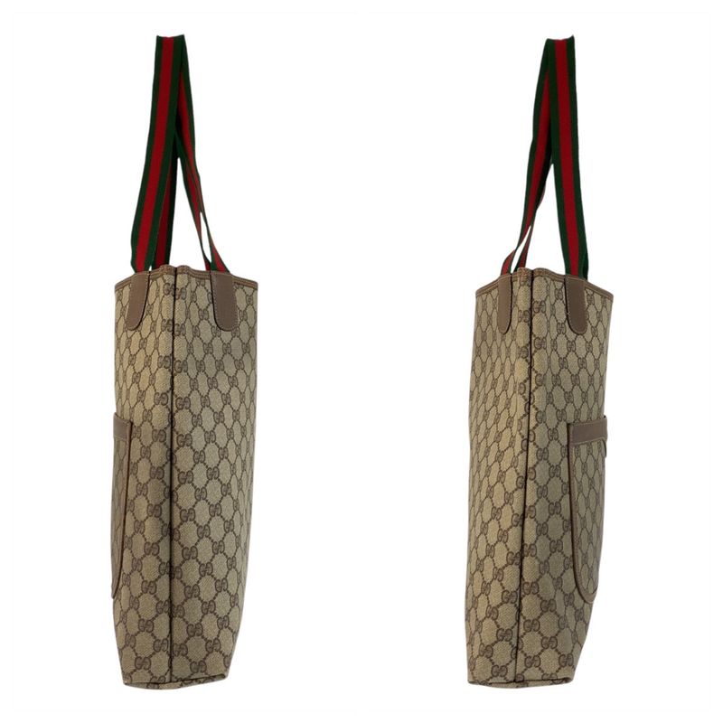 Gucci Vintage Sherry Line Old Gucci Beige GG Supreme Canvas Tote Shoulder Bag