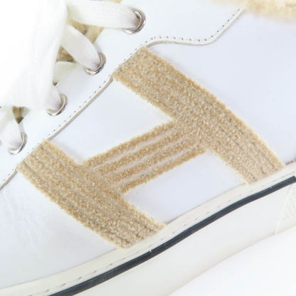Hermes Dare H Logo Design Mouton Leather Low Cut Sneakers White Beige 38 with
