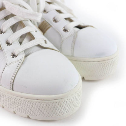 Hermes Dare H Logo Design Mouton Leather Low Cut Sneakers White Beige 38 with
